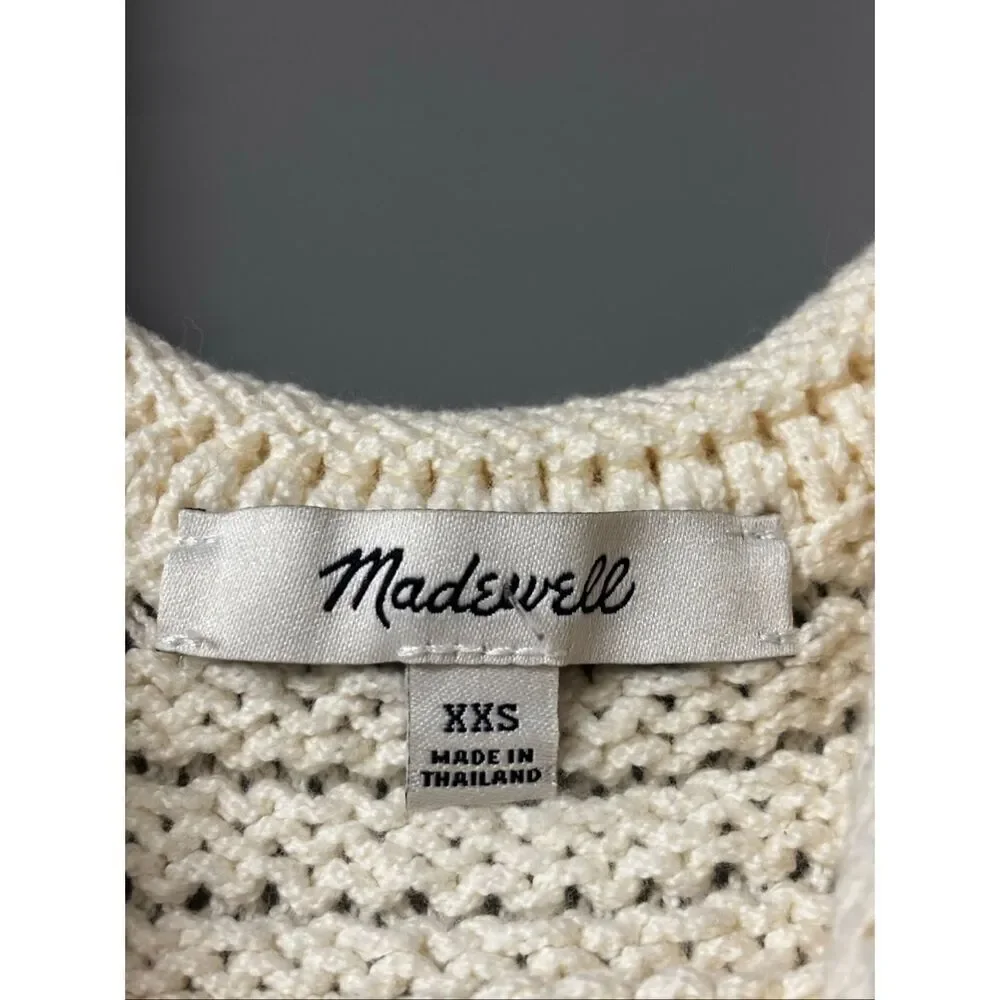 Madewell Textured-Stitch Sweater antique cream crochet